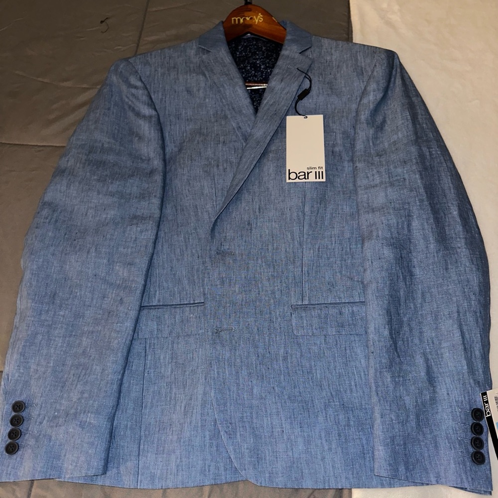 Slim Fit Baby Blue Bar III Blazer